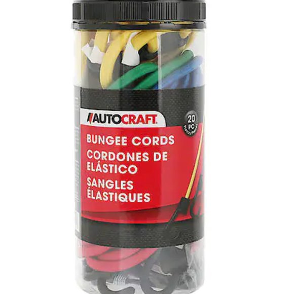 AutoCraft 20 Piece Bungee Cord Assortment: Heavy Duty Rubber with Hooks - New - Picture 1 of 2